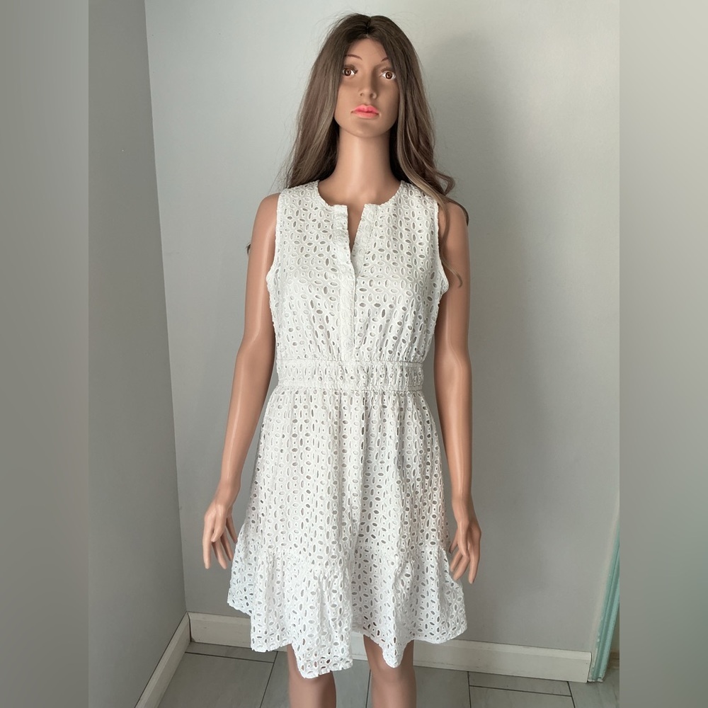 Zesica White Eyelet Mini Dress Medium
